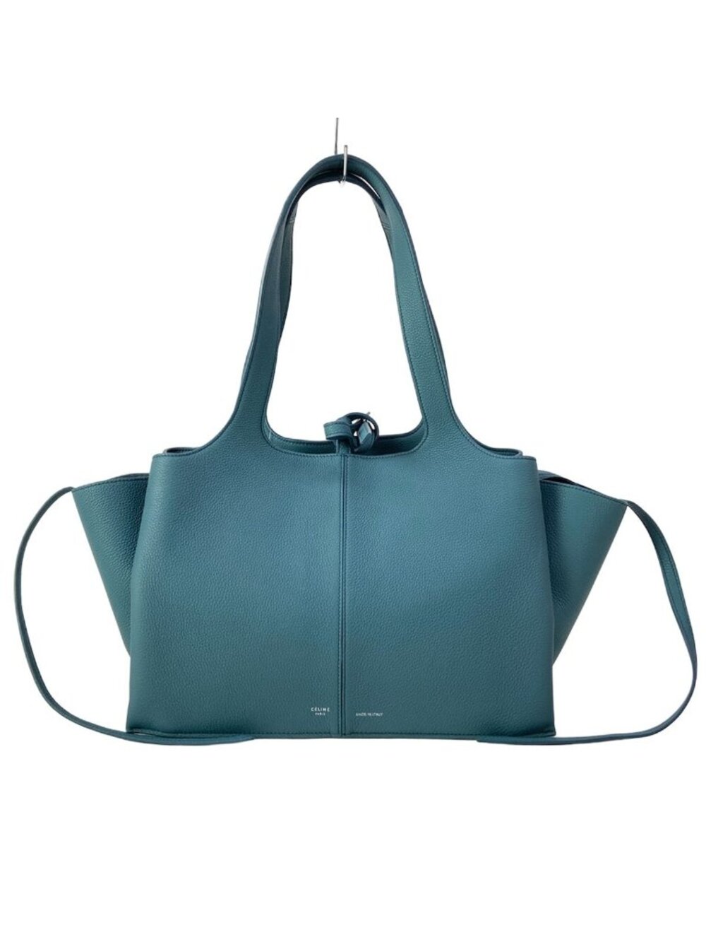 Celine Shoulder Bag Trifold Small Blue Green Leather